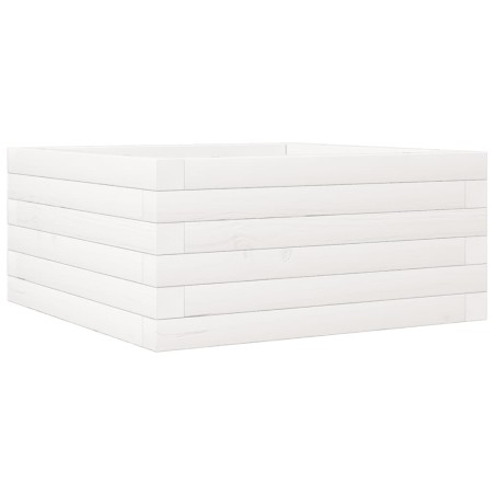 vidaXL Pflanzkübel Weiß 50x50x23 cm Massivholz Kiefer