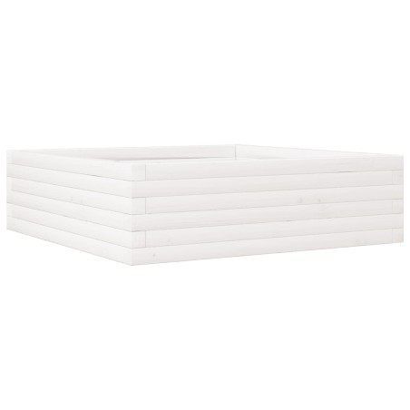 vidaXL Pflanzkübel Weiß 80x80x23 cm Massivholz Kiefer