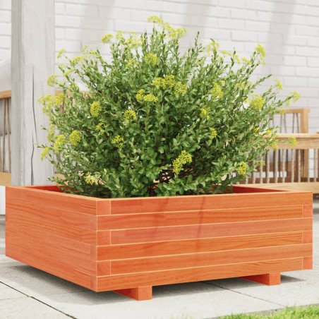 vidaXL Pflanzkübel Wachsbraun 70x70x26,5 cm Massivholz Kiefer