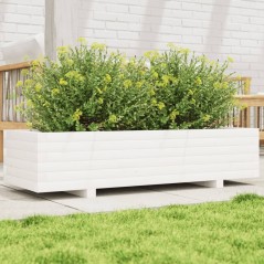 vidaXL Pflanzkübel Weiß 110x40x26,5 cm Massivholz Kiefer