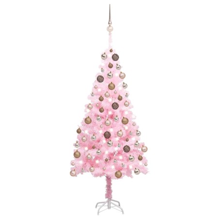 Künstlicher Weihnachtsbaum mit LEDs & Kugeln Rosa 120 cm PVC