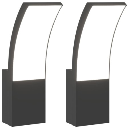 vidaXL LED-Außenwandleuchten 2 Stk. Schwarz Aluminiumdruckguss