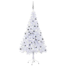 Künstlicher Weihnachtsbaum mit LEDs & Kugeln 150 cm 380 Zweige