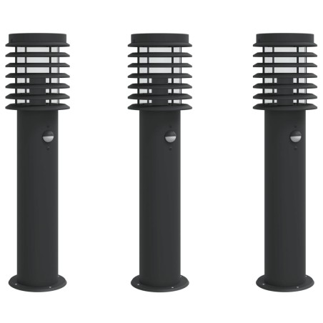 vidaXL Wegeleuchten mit Bewegungsmelder 3 Stk. Schwarz 60 cm Edelstahl