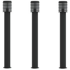 vidaXL Wegeleuchten 3 Stk. Schwarz 110 cm Edelstahl