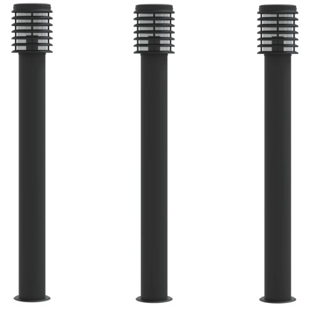 vidaXL Wegeleuchten 3 Stk. Schwarz 110 cm Edelstahl