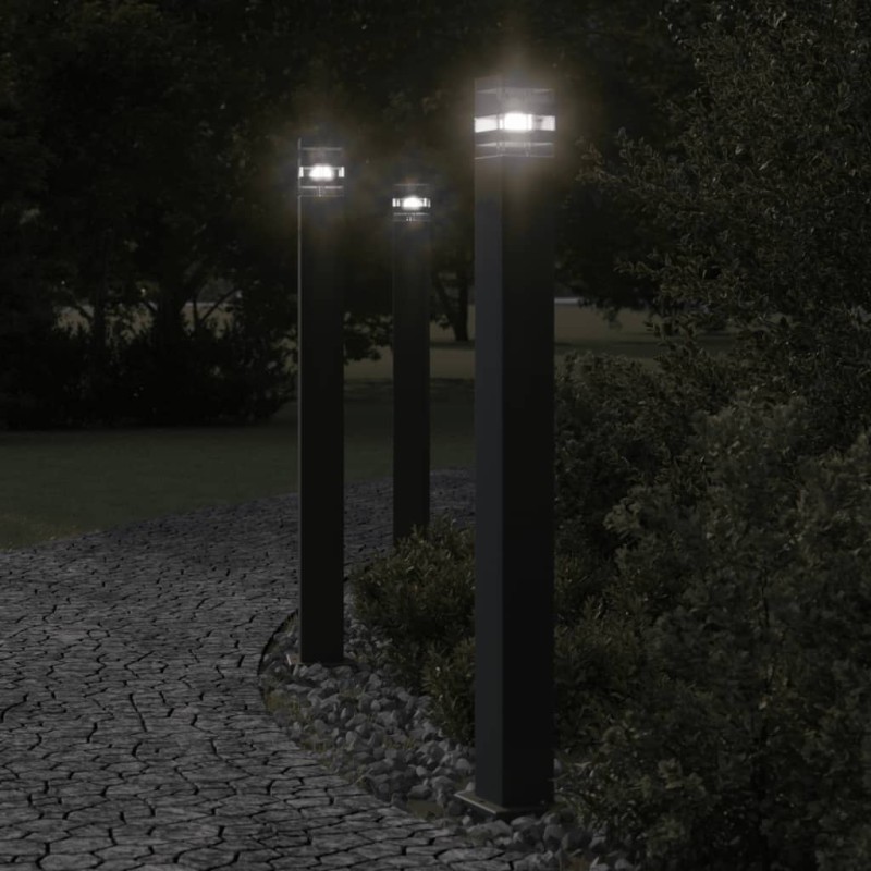 vidaXL Wegeleuchten 3 Stk. Schwarz 110 cm Aluminium vidaXL Wegeleuchten 3 Stk. Schwarz 110 cm Aluminium
