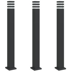 vidaXL Wegeleuchten 3 Stk. Schwarz 110 cm Aluminium