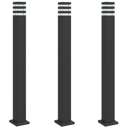 vidaXL Wegeleuchten 3 Stk. Schwarz 110 cm Aluminium