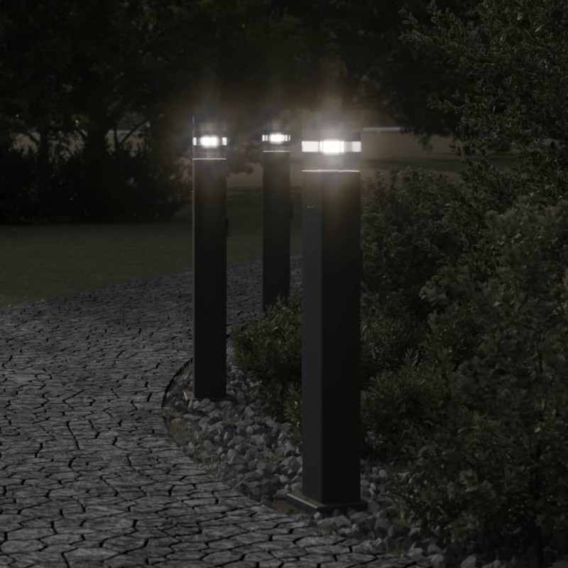 vidaXL Wegeleuchten mit Steckdose 3 Stk. Schwarz 80 cm Aluminium vidaXL Wegeleuchten mit Steckdose 3 Stk. Schwarz 80 cm Aluminium