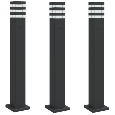 vidaXL Wegeleuchten mit Steckdose 3 Stk. Schwarz 80 cm Aluminium