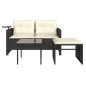 vidaXL 3-tlg. Garten-Sofagarnitur mit Kissen Schwarz Poly Rattan vidaXL 3-tlg. Garten-Sofagarnitur mit Kissen Schwarz Poly Rattan