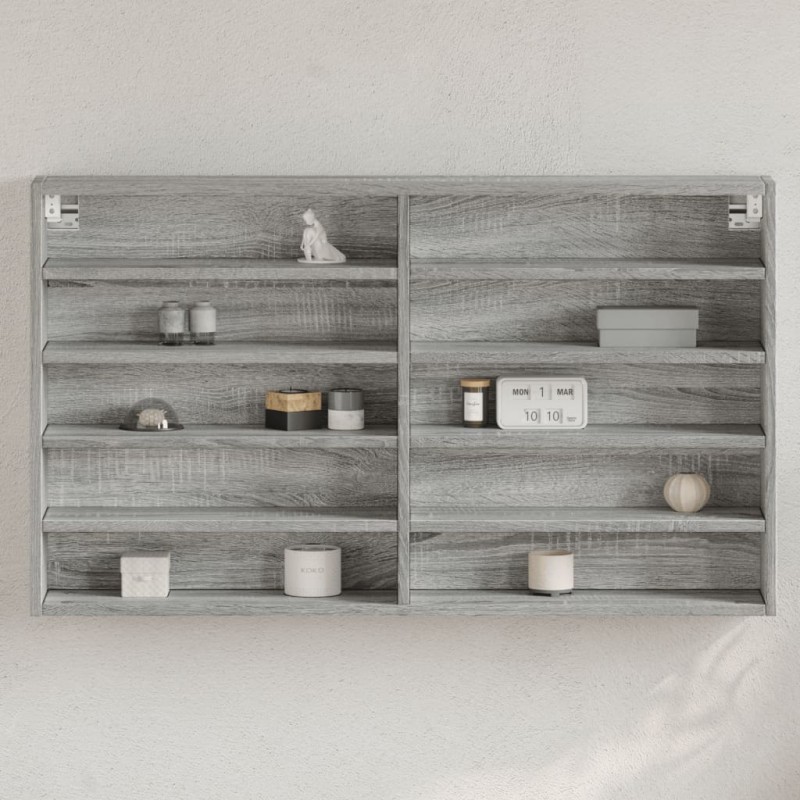 vidaXL Vitrinenschrank Grau Sonoma 100x15x58 cm Holzwerkstoff vidaXL Vitrinenschrank Grau Sonoma 100x15x58 cm Holzwerkstoff