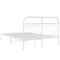 vidaXL Bettgestell mit Kopfteil Metall Weiß 135x190 cm vidaXL Bettgestell mit Kopfteil Metall Weiß 135x190 cm