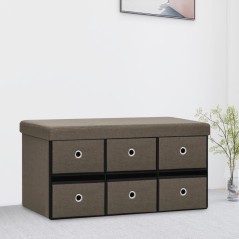 vidaXL Faltbare Sitzbank mit Stauraum Braun 76x38x38 cm Leinenoptik