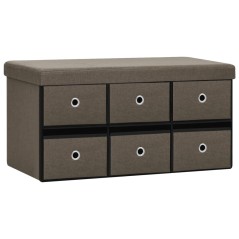vidaXL Faltbare Sitzbank mit Stauraum Braun 76x38x38 cm Leinenoptik