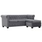 vidaXL Chesterfield-Sofa L-Form Samtbezug 199x142x72 cm Grau vidaXL Chesterfield-Sofa L-Form Samtbezug 199x142x72 cm Grau