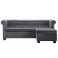 vidaXL Chesterfield-Sofa L-Form Samtbezug 199x142x72 cm Grau vidaXL Chesterfield-Sofa L-Form Samtbezug 199x142x72 cm Grau