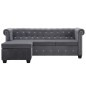 vidaXL Chesterfield-Sofa L-Form Samtbezug 199x142x72 cm Grau vidaXL Chesterfield-Sofa L-Form Samtbezug 199x142x72 cm Grau