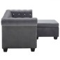vidaXL Chesterfield-Sofa L-Form Samtbezug 199x142x72 cm Grau vidaXL Chesterfield-Sofa L-Form Samtbezug 199x142x72 cm Grau