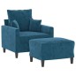 vidaXL Sessel mit Hocker Blau 60 cm Samt vidaXL Sessel mit Hocker Blau 60 cm Samt