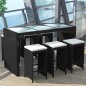vidaXL 7-tlg. Gartenbar-Set mit Auflagen Poly Rattan Schwarz vidaXL 7-tlg. Gartenbar-Set mit Auflagen Poly Rattan Schwarz