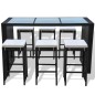vidaXL 7-tlg. Gartenbar-Set mit Auflagen Poly Rattan Schwarz vidaXL 7-tlg. Gartenbar-Set mit Auflagen Poly Rattan Schwarz