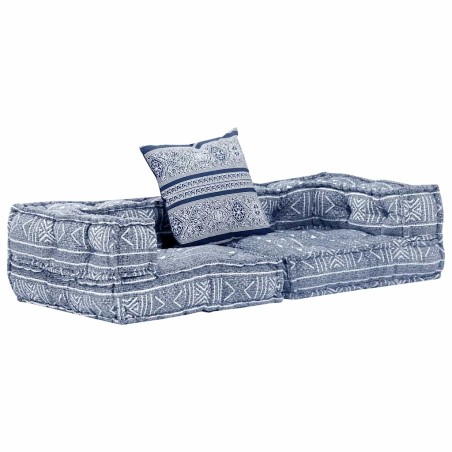vidaXL 2-Sitzer Modularer Pouf Indigo Stoff 