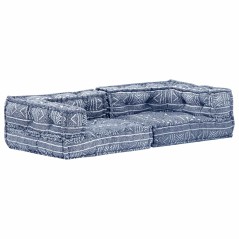 vidaXL 2-Sitzer Modularer Pouf Indigo Stoff 