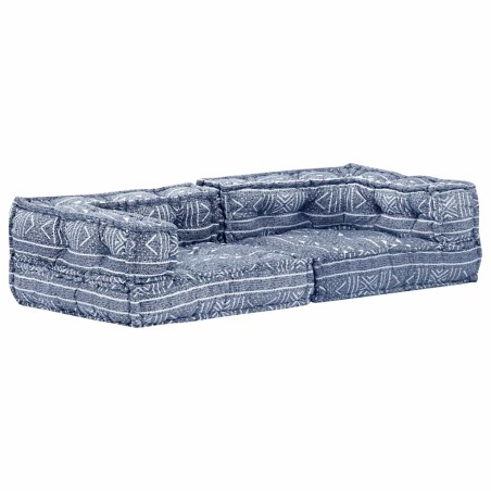 vidaXL 2-Sitzer Modularer Pouf Indigo Stoff 
