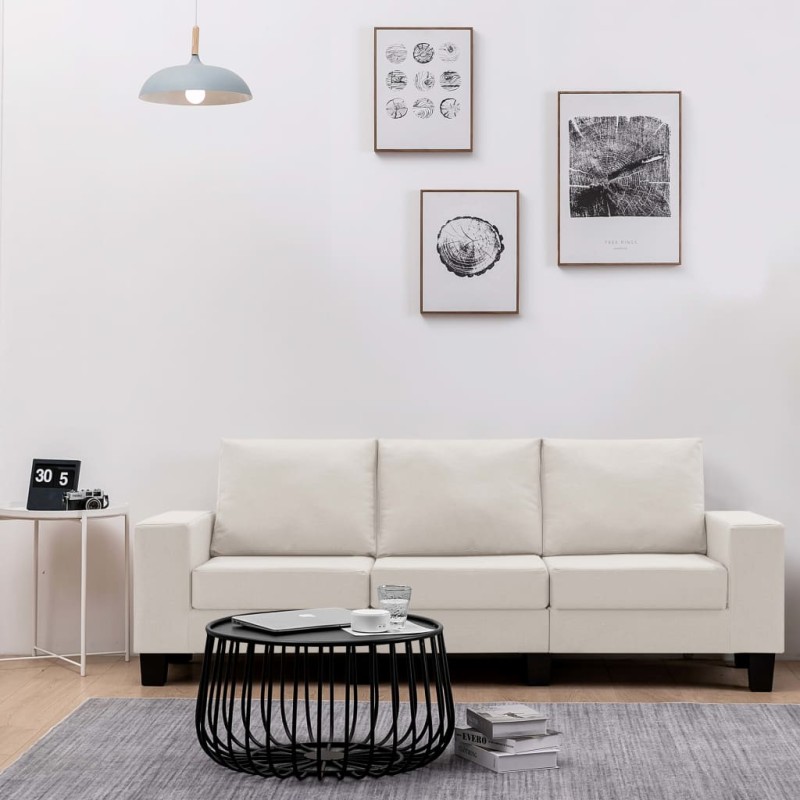 vidaXL 3-Sitzer-Sofa Creme Stoff vidaXL 3-Sitzer-Sofa Creme Stoff