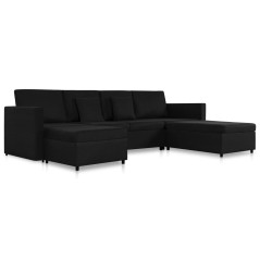 vidaXL 4-Sitzer Ausziehbares Schlafsofa Stoff Schwarz