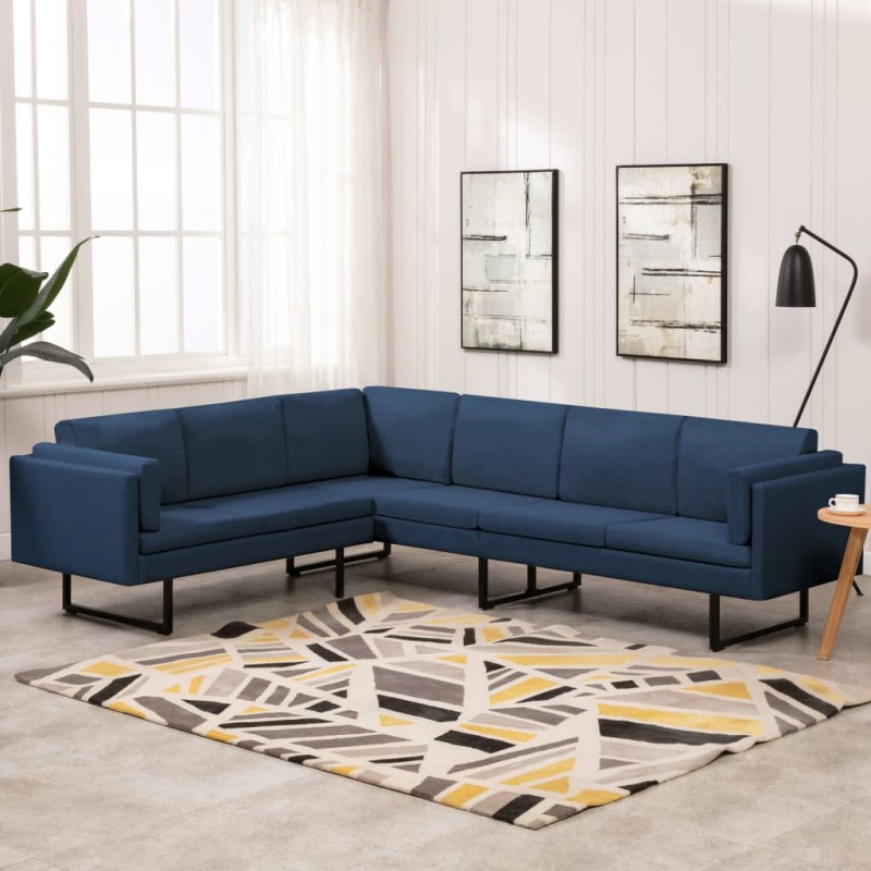 vidaXL Ecksofa Blau Stoff vidaXL Ecksofa Blau Stoff