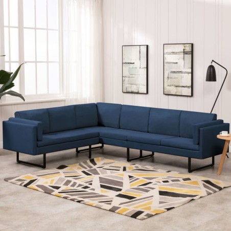 vidaXL Ecksofa Blau Stoff