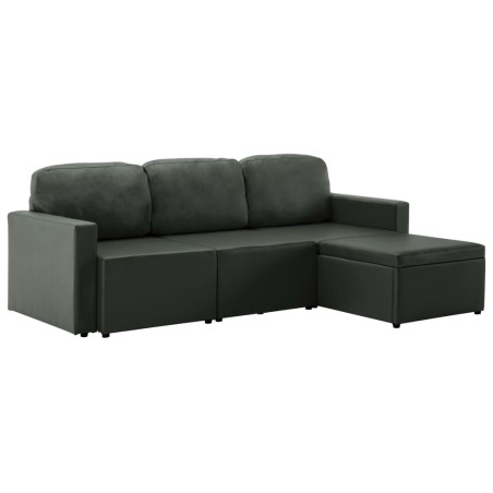 vidaXL Modulares 3-Sitzer Schlafsofa Grau Kunstleder
