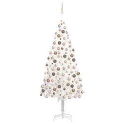 vidaXL Künstlicher Weihnachtsbaum mit Beleuchtung & Kugeln Weiß 210 cm