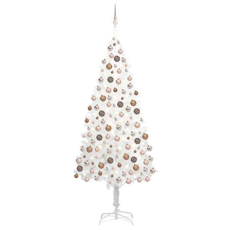 vidaXL Künstlicher Weihnachtsbaum mit Beleuchtung & Kugeln Weiß 210 cm vidaXL Künstlicher Weihnachtsbaum mit Beleuchtung & Kugeln Weiß 210 cm