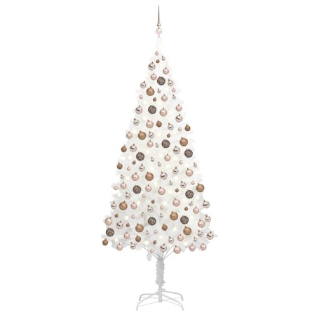 vidaXL Künstlicher Weihnachtsbaum mit Beleuchtung & Kugeln Weiß 210 cm