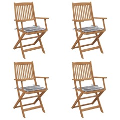 vidaXL Klappbare Gartenstühle 4 Stk. mit Kissen Massivholz Akazie