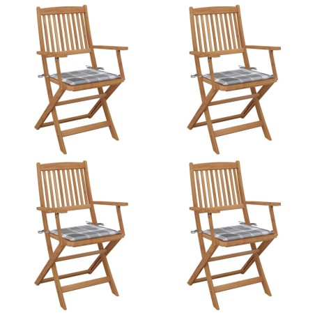 vidaXL Klappbare Gartenstühle 4 Stk. mit Kissen Massivholz Akazie
