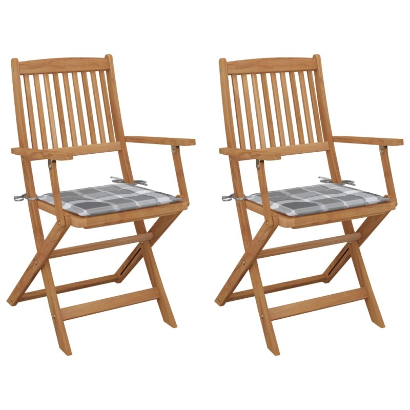 vidaXL Klappbare Gartenstühle 2 Stk. mit Kissen Massivholz Akazie vidaXL Klappbare Gartenstühle 2 Stk. mit Kissen Massivholz Akazie