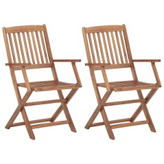 vidaXL Klappbare Gartenstühle 2 Stk. mit Kissen Massivholz Akazie