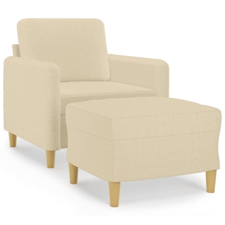 vidaXL Sessel mit Hocker Creme 60 cm Stoff