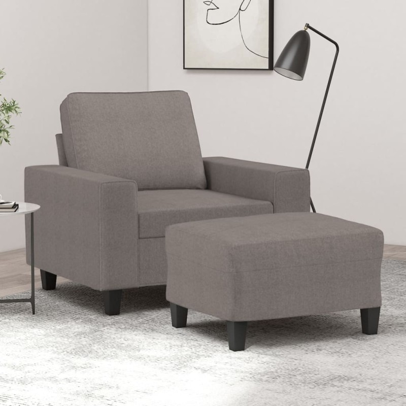 vidaXL Sessel mit Hocker Taupe 60 cm Stoff vidaXL Sessel mit Hocker Taupe 60 cm Stoff