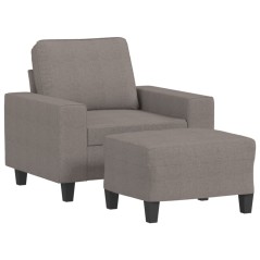 vidaXL Sessel mit Hocker Taupe 60 cm Stoff