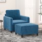 vidaXL Sessel mit Hocker Blau 60 cm Samt vidaXL Sessel mit Hocker Blau 60 cm Samt