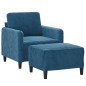 vidaXL Sessel mit Hocker Blau 60 cm Samt vidaXL Sessel mit Hocker Blau 60 cm Samt