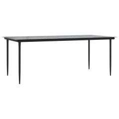 vidaXL Garten-Esstisch Schwarz 200x100x74 cm Stahl und Hartglas