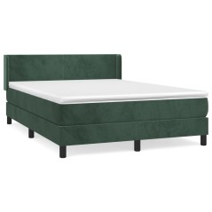 vidaXL Boxspringbett mit Matratze Dunkelgrün 140x200 cm Samt
