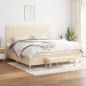 vidaXL Boxspringbett mit Matratze Creme 200x200 cm Stoff vidaXL Boxspringbett mit Matratze Creme 200x200 cm Stoff